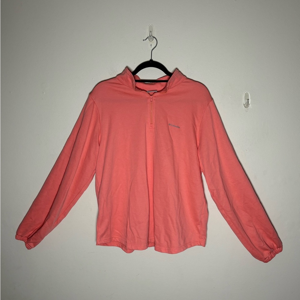 Columbia Women’s Pink Half-Zip with cinched wrists Size XL